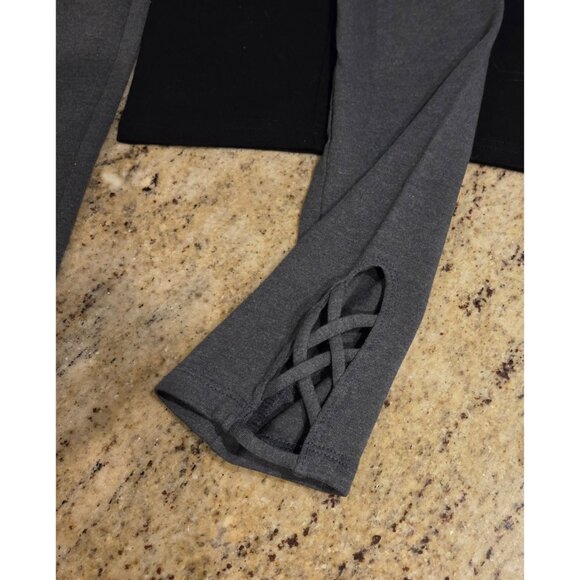 Lot of 2 Old Navy Built In Tough Gray Lattice Hem Leggings Youth Girls XL New - Picture 7 of 11